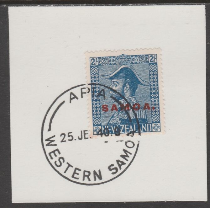 Samoa 1926 Admiral 2s blue on piece cancelled with full strike of Madame Joseph forged postmark type 376, stamps on , stamps on  stamps on , stamps on  stamps on  kg5 , stamps on  stamps on forgeries, stamps on  stamps on  