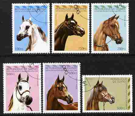 Guinea - Conakry 1995 Arab Horses complete perf set of 6 values fine cto used SG 1663-68, stamps on animals, stamps on horses