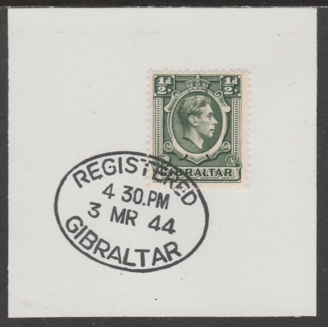 Gibraltar 1938-51 KG6 1/2d deep green on piece with full strike of Madame Joseph forged postmark type 188, stamps on , stamps on  stamps on , stamps on  stamps on  kg6 , stamps on  stamps on 