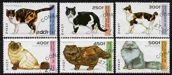 Guinea - Conakry 1996 Domestic Cats perf set of 6 fine cto used, stamps on , stamps on  stamps on cats