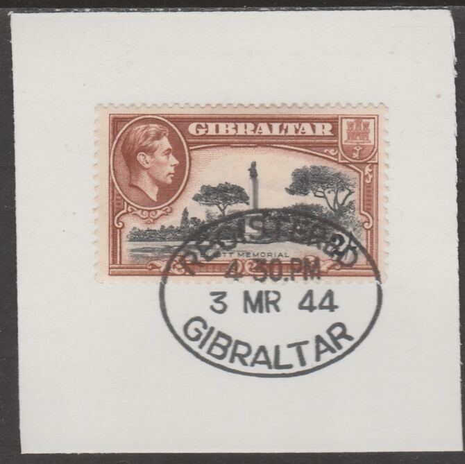 Gibraltar 1938-51 KG6 2s black & brown on piece with full strike of Madame Joseph forged postmark type 188, stamps on , stamps on  stamps on , stamps on  stamps on  kg6 , stamps on  stamps on 