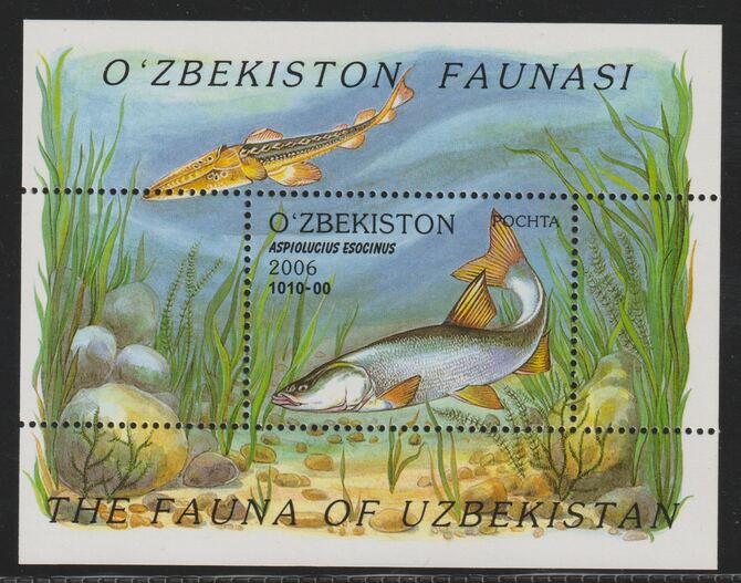 Uzbekistan 2006 Fish perf souvenir sheet containing 1 value unmounted mint, stamps on fish