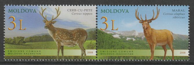 Moldova 2008 Deer - perf set of 2 values unmounted mint, stamps on animals, stamps on deer