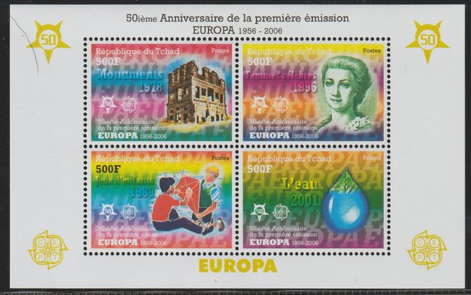 Chad 2006 - 50th Anniv of EUROPA #2 perf sheetlet containing 4 values unmounted mint, stamps on , stamps on  stamps on europa