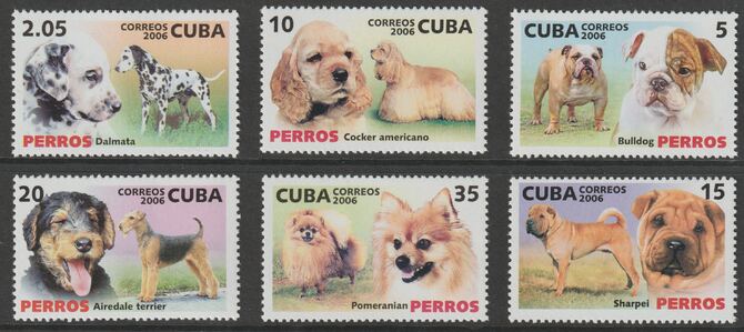 Cuba 2006 Dogs perf set of 6 values unmounted mint, stamps on dogs
