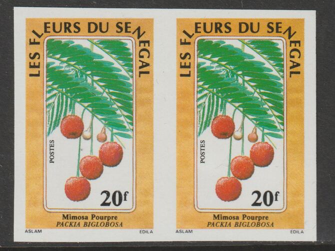 Senegal 1988 Flowers 20f imperf pair from a limited printing unmounted mint as SG 969, stamps on flowers