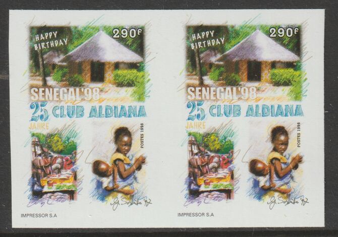Senegal 1998 25th Anniv of Aldiana Club 290f imperf pair from a limited printing unmounted mint as SG 1504, stamps on 