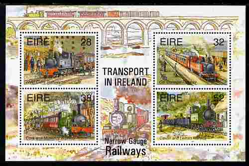 Ireland 1995 Narrow Gauge Railways perf m/sheet unmounted mint SG MS 945, stamps on railways