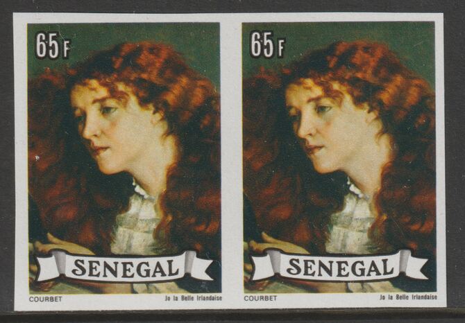 Senegal 1977 Paintings 65f Courbet imperf pair from a limited printing unmounted mint as SG 644, stamps on arts, stamps on courbet