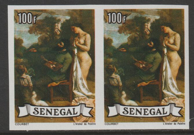 Senegal 1977 Paintings 100f Courbet imperf pair from a limited printing unmounted mint as SG 645, stamps on arts, stamps on courbet