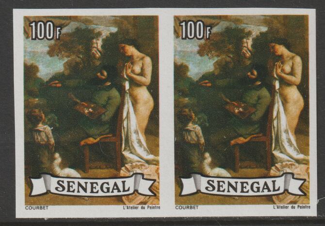 Senegal 1977 Paintings 100f Courbet imperf pair from a limited printing unmounted mint as SG 645, stamps on , stamps on  stamps on arts, stamps on  stamps on courbet