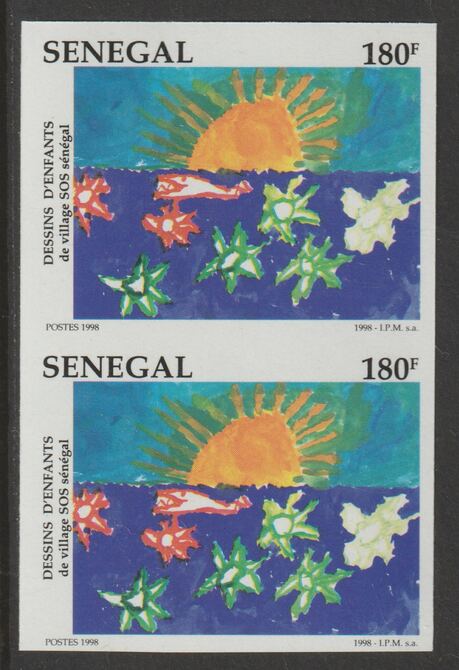 Senegal 1998 Childrens Paintings  300f imperf pair from a limited printing unmounted mint as SG 1523, stamps on arts