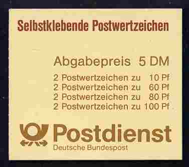 Germany - West 1991 Tourist Sights 5m self adhesive booklet complete and pristine, SG SB77, stamps on , stamps on  stamps on tourism, stamps on  stamps on self adhesive