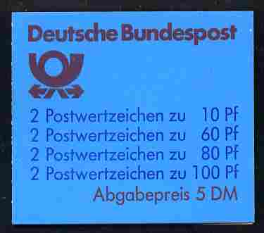 Booklet - Germany - West 1989 Tourist Sights 5m booklet complete and pristine, SG SB75a, stamps on tourism, stamps on 