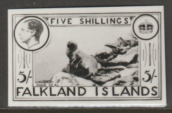 Falkland Islands 1936 KE8 5s Hair Seal stamp-sized B&W photographic essay showing three-quarter portrait of Edward 8th, unissed due to abdication, stamps on , stamps on  stamps on , stamps on  stamps on  ke8 , stamps on  stamps on seals