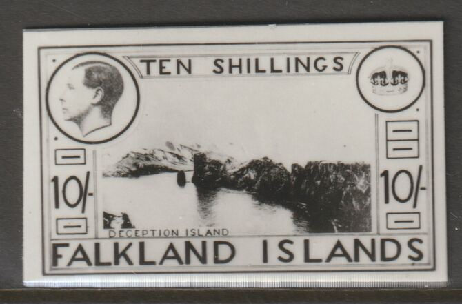 Falkland Islands 1936 KE8 10s Deception Island stamp-sized B&W photographic essay showing three-quarter portrait of Edward 8th, unissed due to abdication, stamps on , stamps on  stamps on , stamps on  stamps on  ke8 , stamps on  stamps on 