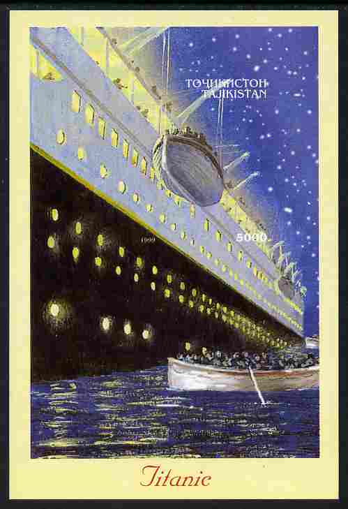 Tadjikistan 1999 The Titanic #1 imperf m/sheet unmounted mint, stamps on ships, stamps on titanic, stamps on disasters