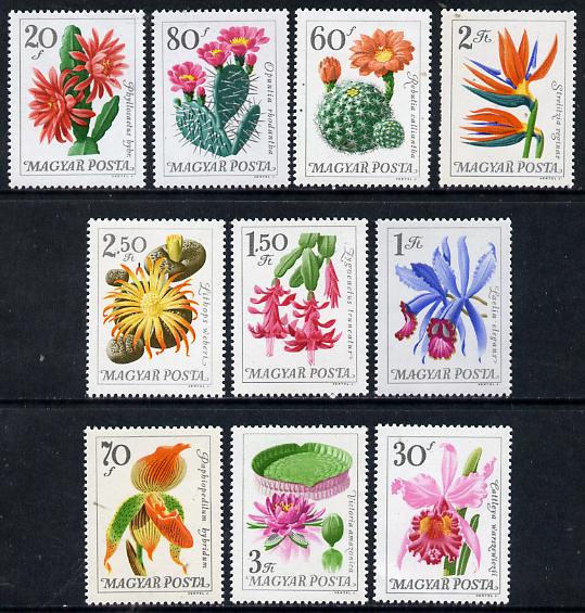 Hungary 1965 Cacti & Orchids perf set of 10 unmounted mint, SG 2117-26, stamps on , stamps on  stamps on flowers    orchids   cacti, stamps on  stamps on scots, stamps on  stamps on scotland