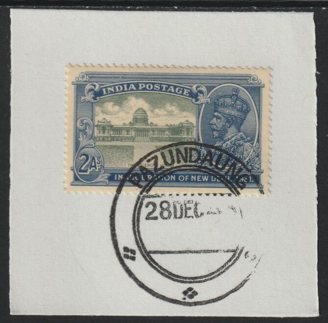 India Used in Burma 1931 New Delhi 2a on piece with full strike of Madame Joseph forged postmark type 106, stamps on , stamps on  kg5 , stamps on forgery, stamps on 