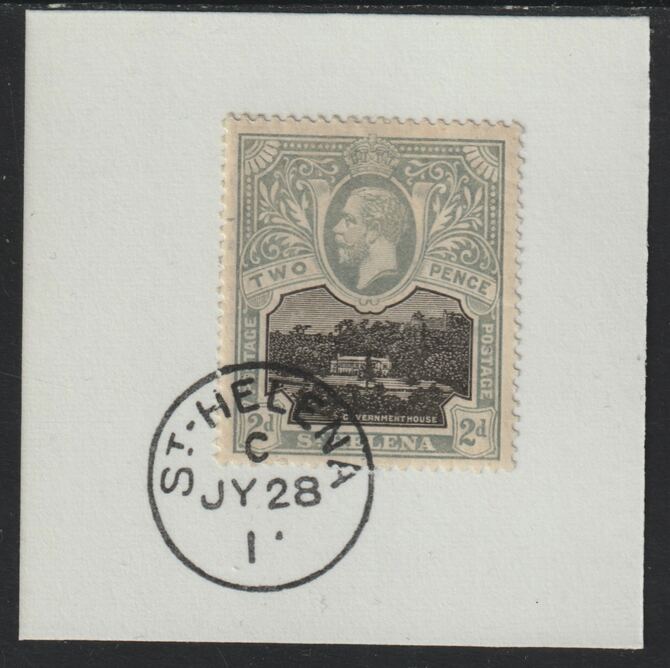 St Helena 1912 KG5 Pictorial 2d on piece with full strike of Madame Joseph forged postmark type 338, stamps on , stamps on  kg5 , stamps on  forgeries, stamps on 