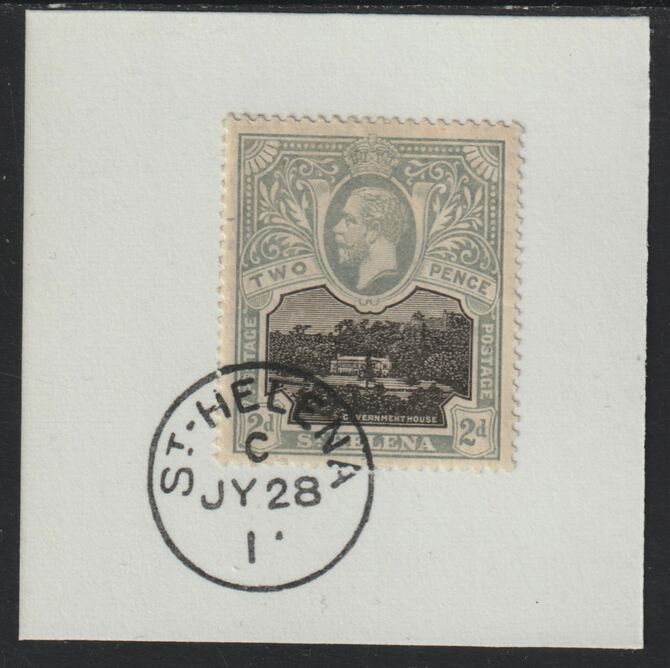 St Helena 1912 KG5 Pictorial 2d on piece with full strike of Madame Joseph forged postmark type 338, stamps on , stamps on  stamps on , stamps on  stamps on  kg5 , stamps on  stamps on  forgeries, stamps on  stamps on 