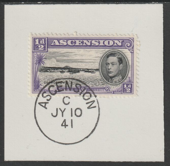 Ascension 1938 KG6 Pictorial 1/2d black & violet on piece with full strike of Madame Joseph forged postmark type 26, stamps on , stamps on  stamps on , stamps on  stamps on  kg5 , stamps on  stamps on 