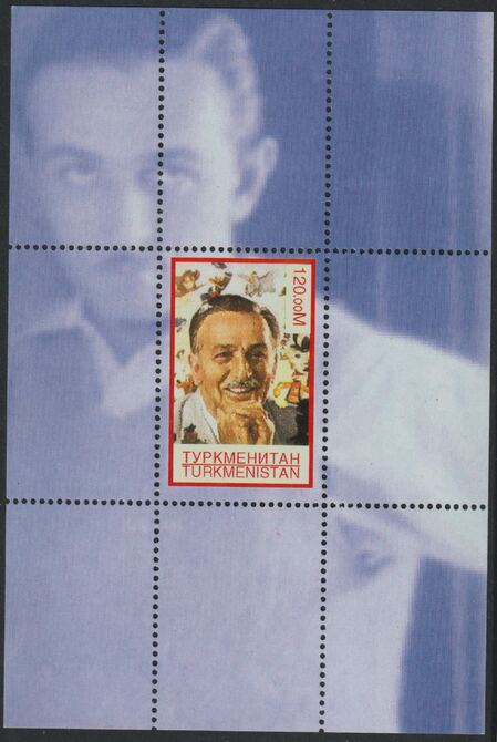 Turkmenistan 1999 Personalities - Walt Disney  perforated sheet, unmounted mint , stamps on , stamps on  stamps on personalities, stamps on  stamps on films, stamps on  stamps on entertainments, stamps on  stamps on disney, stamps on  stamps on movies, stamps on  stamps on cinema, stamps on  stamps on 