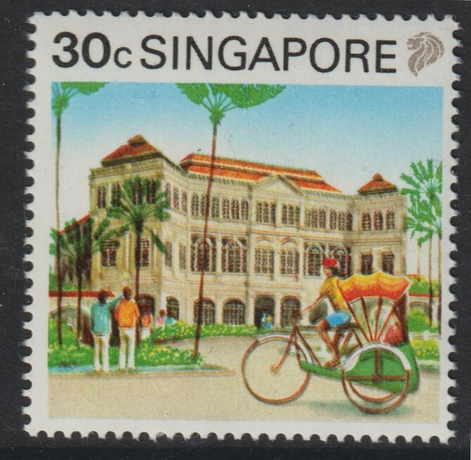 Singapore 1990 Raffles Hotel 30c unmounted mint, SG 628, stamps on , stamps on  stamps on hotels, stamps on  stamps on bicycles