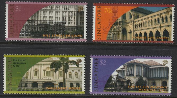 Singapore 1998 Historical Buildings perf set of 4 unmounted mint, SG 971-4, stamps on buildings, stamps on 