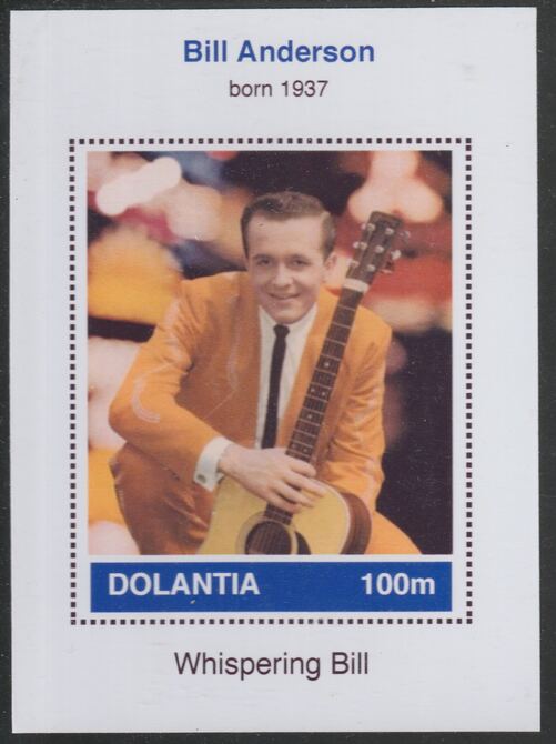 Dolantia (Fantasy) Bill Anderson imperf deluxe sheetlet on glossy card (75 x 103 mm) unmounted mint, stamps on personalities, stamps on music, stamps on country, stamps on anderson