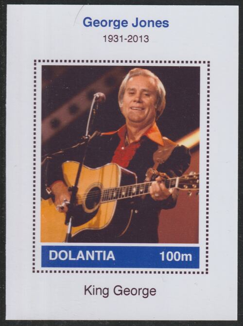 Dolantia (Fantasy) George Jones imperf deluxe sheetlet on glossy card (75 x 103 mm) unmounted mint, stamps on personalities, stamps on music, stamps on country, stamps on jones