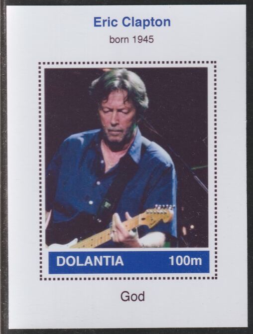 Dolantia (Fantasy) Eric Clapton imperf deluxe sheetlet on glossy card (75 x 103 mm) unmounted mint, stamps on personalities, stamps on music, stamps on rock, stamps on pops, stamps on clapton