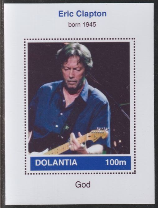 Dolantia (Fantasy) Eric Clapton imperf deluxe sheetlet on glossy card (75 x 103 mm) unmounted mint, stamps on , stamps on  stamps on personalities, stamps on  stamps on music, stamps on  stamps on rock, stamps on  stamps on pops, stamps on  stamps on clapton