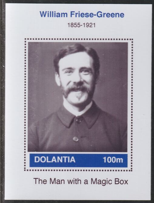 Dolantia (Fantasy) William Fries-Greene imperf deluxe sheetlet on glossy card (75 x 103 mm) unmounted mint, stamps on personalities, stamps on science, stamps on technology, stamps on fries-greene, stamps on photography, stamps on 