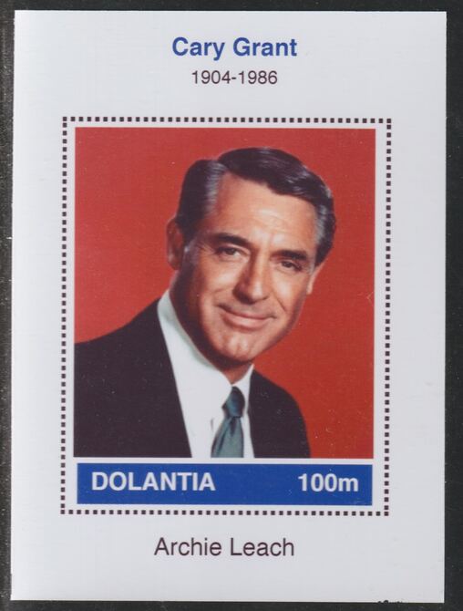 Dolantia (Fantasy) Cary Grant imperf deluxe sheetlet on glossy card (75 x 103 mm) unmounted mint, stamps on , stamps on  stamps on personalities, stamps on  stamps on films, stamps on  stamps on movies, stamps on  stamps on cinema, stamps on  stamps on grant