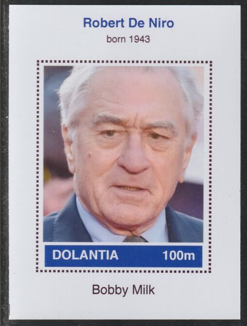 Dolantia (Fantasy) Robert De Niro imperf deluxe sheetlet on glossy card (75 x 103 mm) unmounted mint, stamps on personalities, stamps on films, stamps on movies, stamps on cinema, stamps on de nero