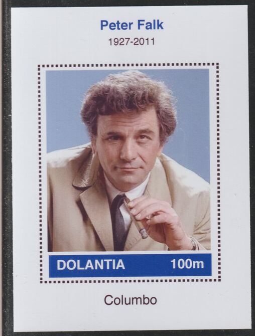 Dolantia (Fantasy) Peter Falk imperf deluxe sheetlet on glossy card (75 x 103 mm) unmounted mint, stamps on , stamps on  stamps on personalities, stamps on  stamps on films, stamps on  stamps on movies, stamps on  stamps on cinema, stamps on  stamps on falk