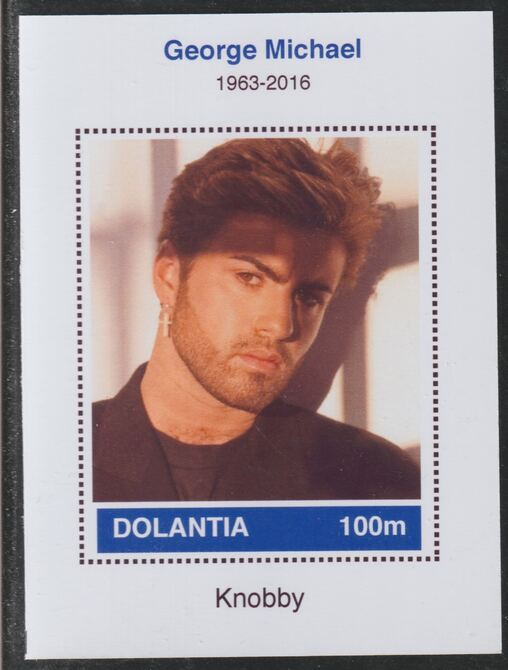 Dolantia (Fantasy) George Michael imperf deluxe sheetlet on glossy card (75 x 103 mm) unmounted mint, stamps on personalities, stamps on music, stamps on rock, stamps on pops, stamps on michael