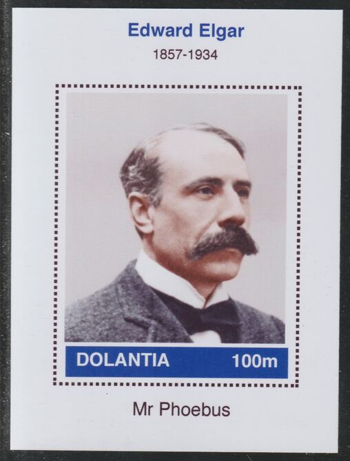 Dolantia (Fantasy) Edward Elgar imperf deluxe sheetlet on glossy card (75 x 103 mm) unmounted mint, stamps on , stamps on  stamps on personalities, stamps on  stamps on music, stamps on  stamps on elgar