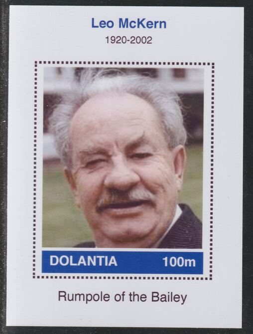 Dolantia (Fantasy) Leo McKern imperf deluxe sheetlet on glossy card (75 x 103 mm) unmounted mint, stamps on , stamps on  stamps on personalities, stamps on  stamps on films, stamps on  stamps on movies, stamps on  stamps on cinema, stamps on  stamps on mckern