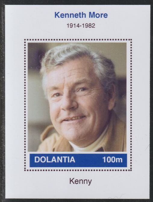 Dolantia (Fantasy) Kenneth More imperf deluxe sheetlet on glossy card (75 x 103 mm) unmounted mint, stamps on personalities, stamps on films, stamps on movies, stamps on cinema, stamps on more