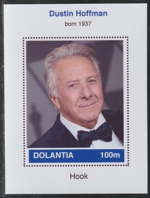 Dolantia (Fantasy) Dustin Hoffman imperf deluxe sheetlet on glossy card (75 x 103 mm) unmounted mint, stamps on , stamps on  stamps on personalities, stamps on  stamps on films, stamps on  stamps on movies, stamps on  stamps on cinema, stamps on  stamps on hoffman