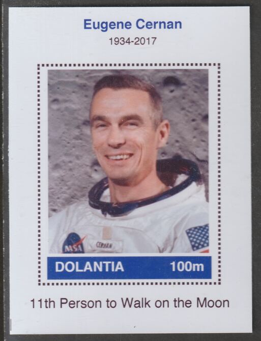 Dolantia (Fantasy) Eugene Cerman imperf deluxe sheetlet on glossy card (75 x 103 mm) unmounted mint, stamps on , stamps on  stamps on personalities, stamps on  stamps on space, stamps on  stamps on astronauts