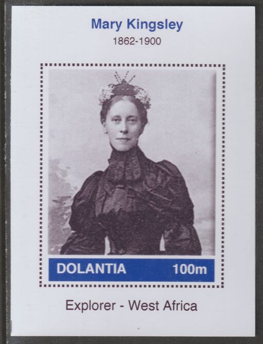 Dolantia (Fantasy) Mary Kingsley imperf deluxe sheetlet on glossy card (75 x 103 mm) unmounted mint, stamps on personalities, stamps on explorers, stamps on 