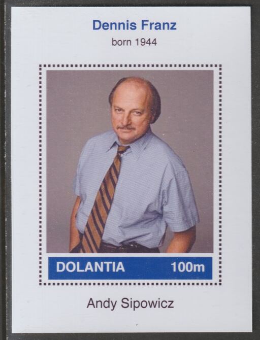 Dolantia (Fantasy) Dennis Franz imperf deluxe sheetlet on glossy card (75 x 103 mm) unmounted mint, stamps on personalities, stamps on cinema, stamps on films, stamps on movies, stamps on  tv , stamps on 