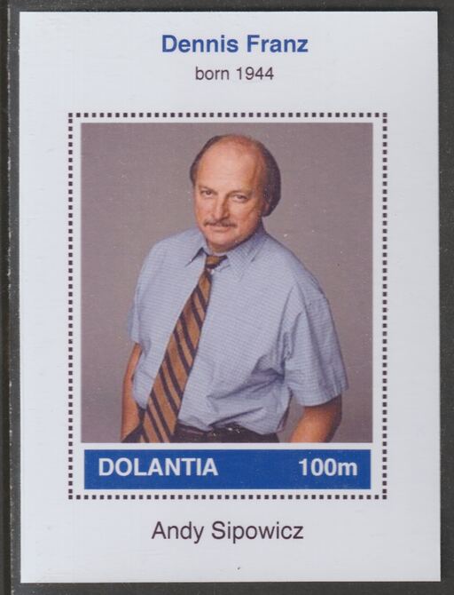 Dolantia (Fantasy) Dennis Franz imperf deluxe sheetlet on glossy card (75 x 103 mm) unmounted mint, stamps on , stamps on  stamps on personalities, stamps on  stamps on cinema, stamps on  stamps on films, stamps on  stamps on movies, stamps on  stamps on  tv , stamps on  stamps on 