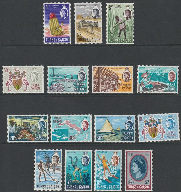 Turks & Caicos Islands 1971 Pictorial def set complete, 14 values unmounted mint, SG 297a & 333-46, stamps on 