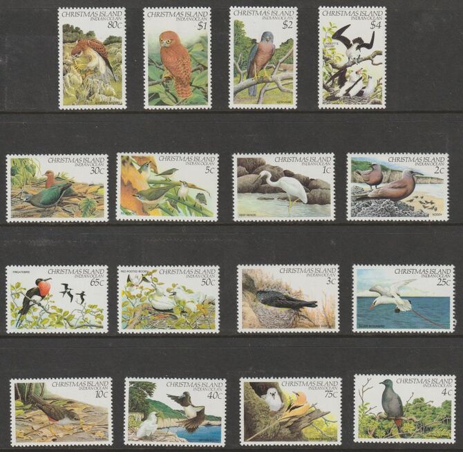 Christmas Island 1982 Birds complete set of 16 values unmounted mint, SG 152-67, stamps on , stamps on  stamps on birds