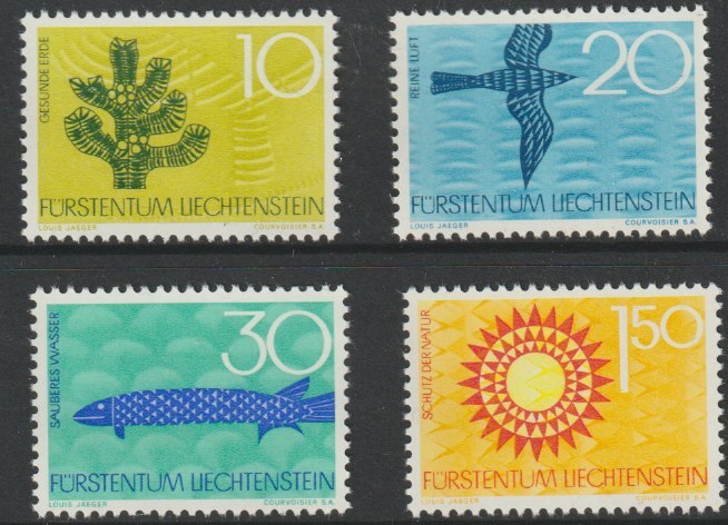 Liechtenstein 1966 Nature Protection perf set of 4 unmounted mint, SG 453-56, stamps on nature, stamps on environment, stamps on trees, stamps on birds, stamps on fish