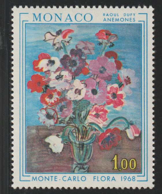 Monaco 1968 Anemones  1f unmounted mint, SG 905, stamps on flowers